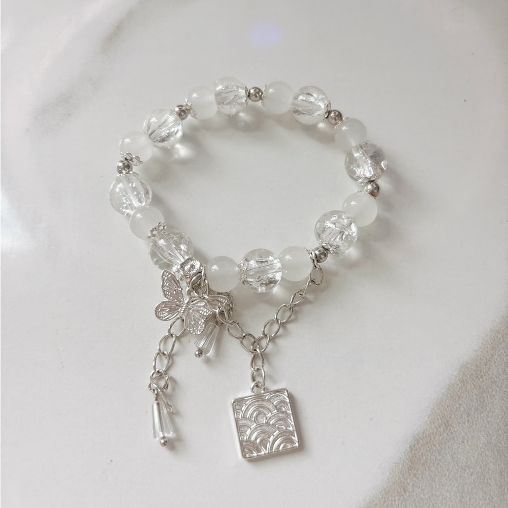 Crackle Glass Charm Bracelet